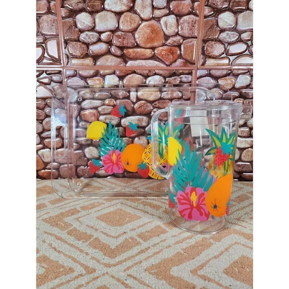 Vintage Acrylic Fruit  Pitcher and Serving Tray,